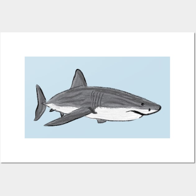 Artwork of a Great White Shark I Wall Art by JDHegemann